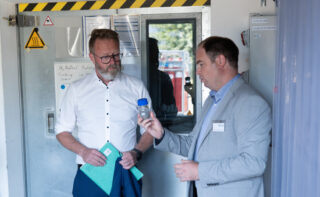 Claus Ruhe Madsen and Dr Julian Jepsen at the Institute of Hydrogen Technology.