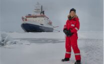 Antje Boetius, Direktorin des Alfred-Wegener-Instituts und Fahrtleiterin von ArcWatch-1 im Nordpolarmeer während der Expedition ArcWatch-1.