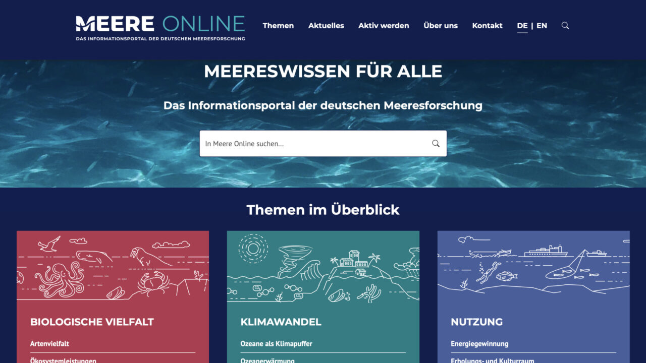 Screenshot der Webseite Meere Online